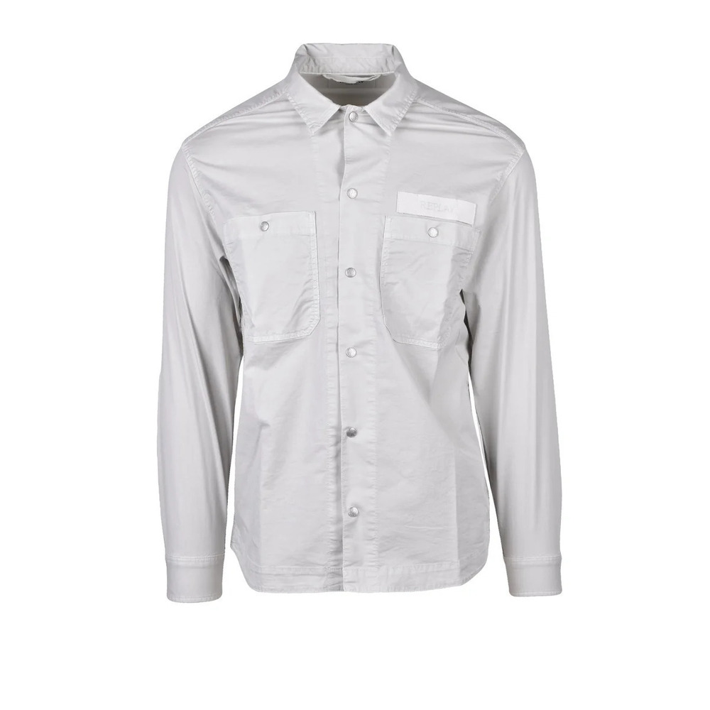 REPLAY Light Grey Cotton Lyocell Elastane Shirt